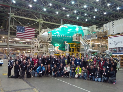 One of the AGF15 groups on the 747-8 factory floor - Photo: Boeing