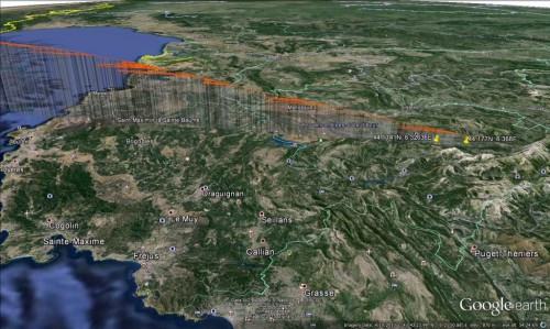 The descent of flight 9525 - Image: Google Earth via @GueardedDon