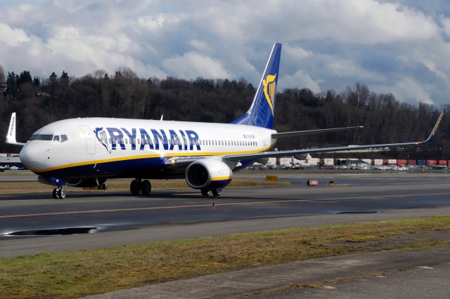 Another Ryanair 737-800 undergoing testing at Boeing Field. Photo - Andrew W. Sieber FlickerCC