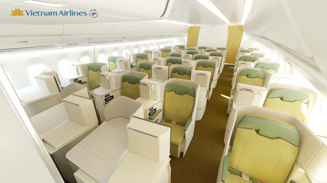 Rendering of the new business class cabin in the Airbus A350-900