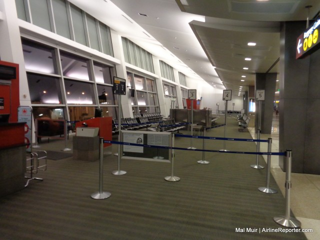 A current United boarding gate in Seattle, fairly similar to the new experience.