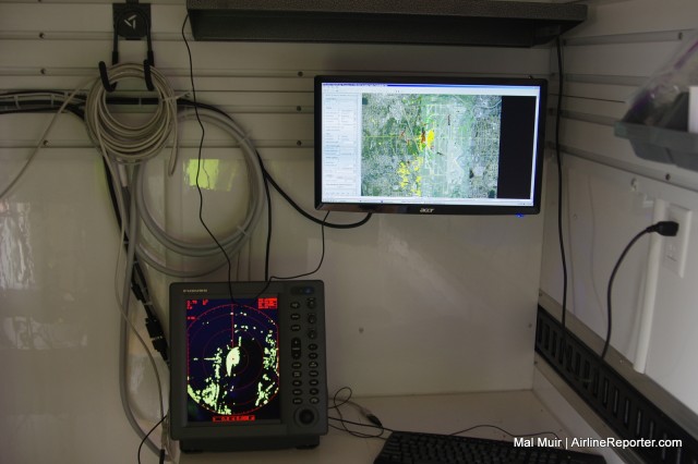 Bottom left is the raw data from the Avian Radar which is then processed to what you see on the screen on the upper right.   Designed to spot birds from 50-500ft in the air.