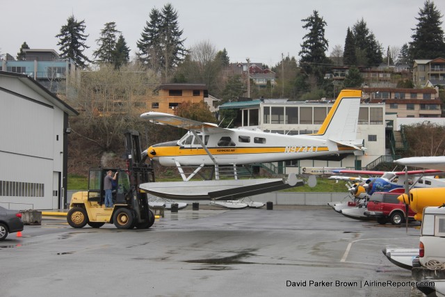 Forklifting this Beaver to its parking spot for the night