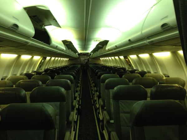 An empty coach section on my Alaska 737 - Photo: Lauren Darnielle 