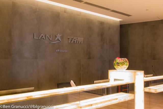 The LATAM check-in desk at Santiago