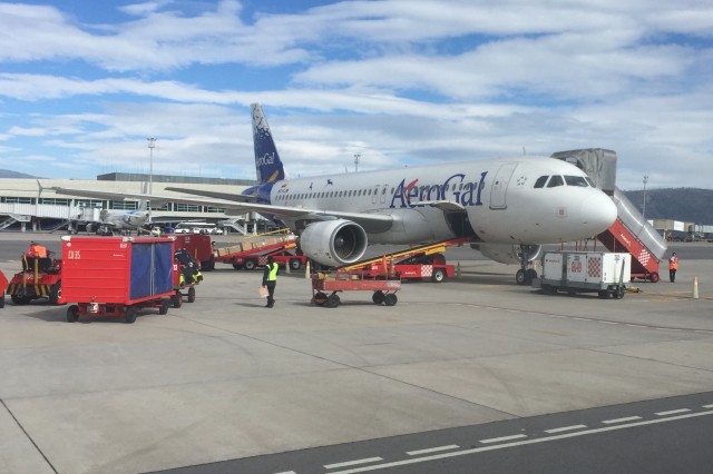 HC-CJM a 2010-built A320-214 still in the Aerogal livery on the ramp at SEQM. Photo - Bernie Leighton | AirlineReporter