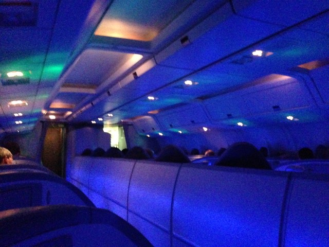 Swanky cabin lighting in the business class cabin Photo: Colin Cook