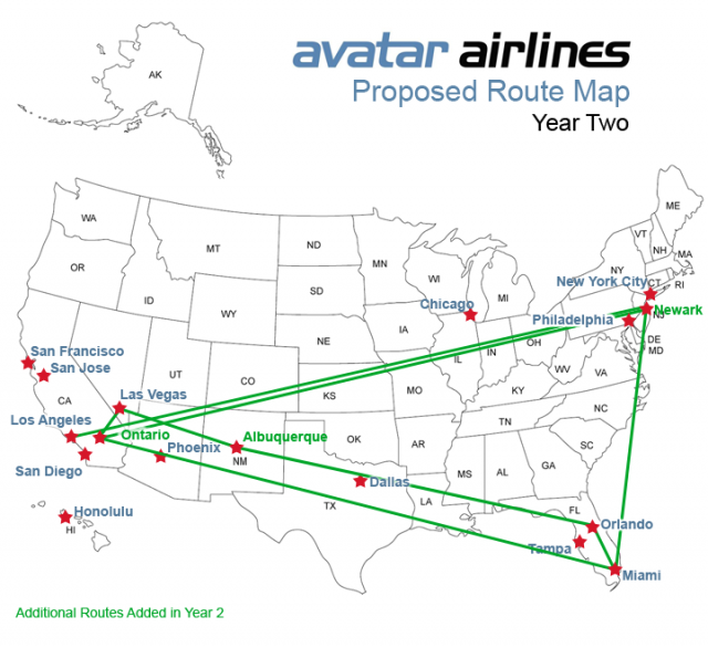 Avatar Airlines will never get off the ground, but if they last two years- they will start flying here. Image- Avatar Airlines 