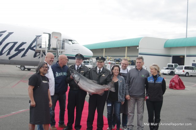 Welcoming a 53lb Copper River salmon to Seattle