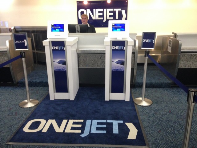 OneJet's aesthetically pleasing ticketing desk. Photo: JL Johnson