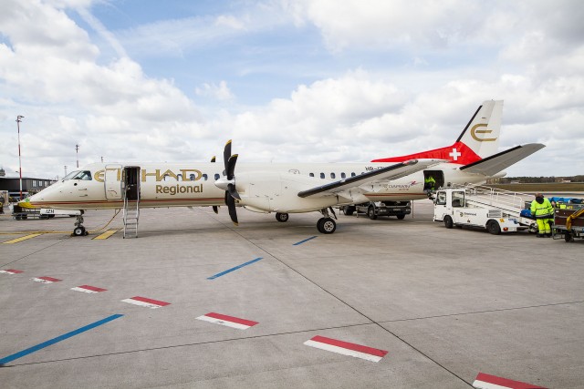 Stunning Livery - airberlin Saab 200 operated by Darwin Airline/Etihad Regional  Photo: Jacob Pfleger | AirlineReporter