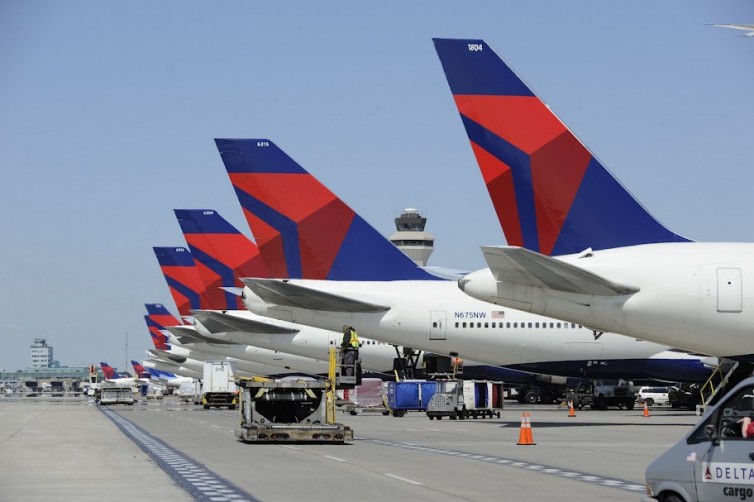 A line up of Delta planes at DTW - Photo: Vito Palmisano | Wayne County Airport Authority