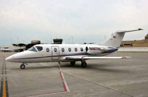 A Hawker 400 (reg: N497RC) arrives ahead of schedule, looking quite dapper I might add. Photo courtesy of Mitchell Airport.