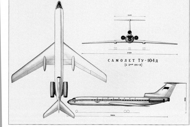 The Tu-104D looks oddly familiar. Image- OAO Tupolev