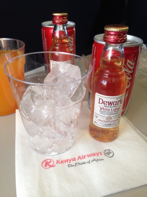 Complimentary premium spirits were served on this short flight, even in economy class Photo: Jacob Pfleger | AirlineReporter