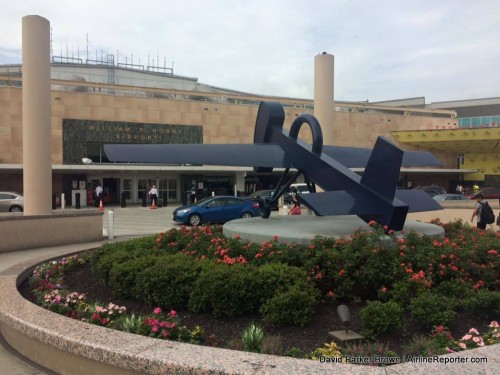 Part oil rig. Part airplane. All airport art outside Hobby's main entrance