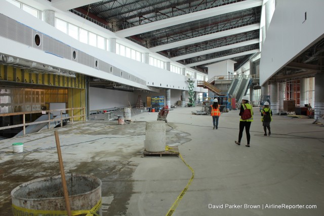 A ground level view of where the new ticket counters will go