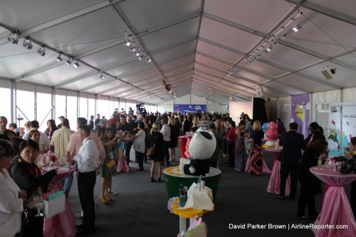 The large party tent where the 777 pulled up