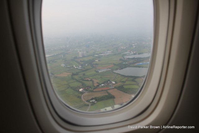 Landing in Taipei. Shortly after this all the windows fogged up