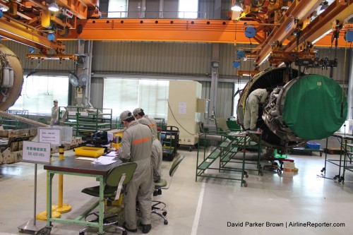 Sometimes bigger projects need to be done off-plane. Engine work being done in Taipei.