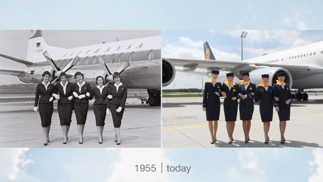 Come fly with Lufthansa! 1955 & today - Photo: Robert Schadt & Lufthansa
