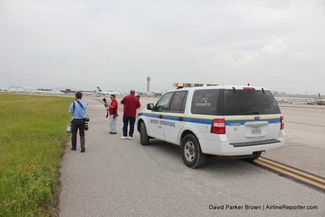 The IAH Airport Operations vehicle that took us close to the landing