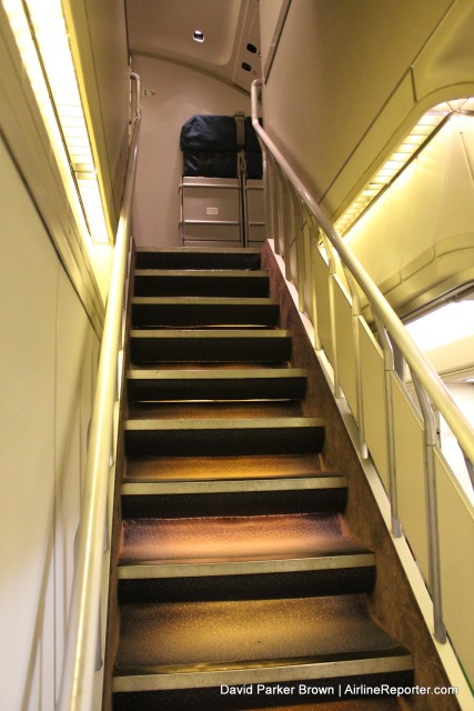 Heading up the stairs of the EVA 747