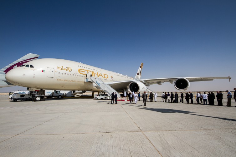 Etihad Airbus A380 in Dubai