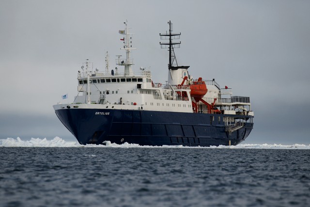 This is the M/V Ortelius, registered in Limassol Cyprus. It's got the highest ice class a vessel can attain.  - Photo: Bernie Leighton | AirlineReporter