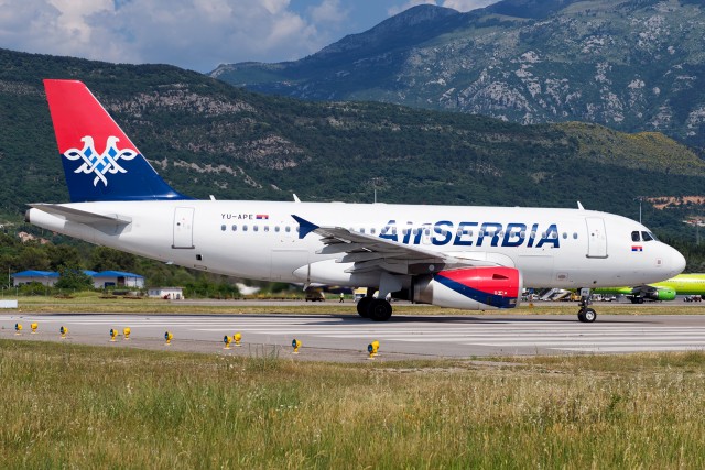 The Air Serbia A319-132 I flew on into Tivat, leaving Tivat. - Photo: Bernie Leighton | AirlineReporter