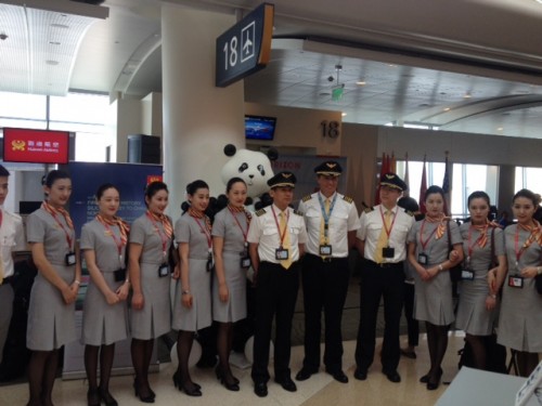 The Hainan flight crew inside the terminal - Photo: Michael Restiva | AirlineReporter