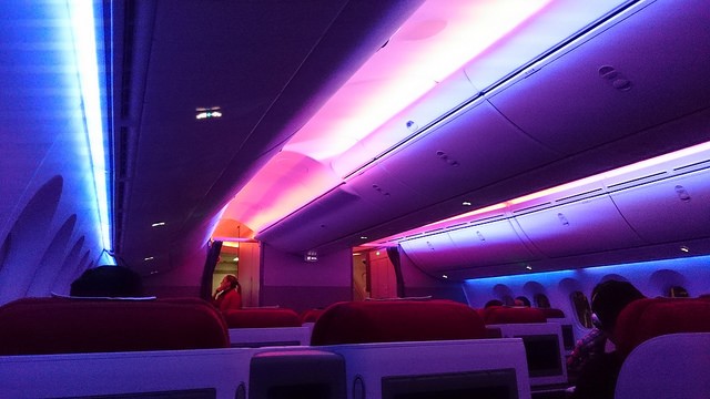 The premium cabin with purple lighting - Photo: Jason Rabinowitz
