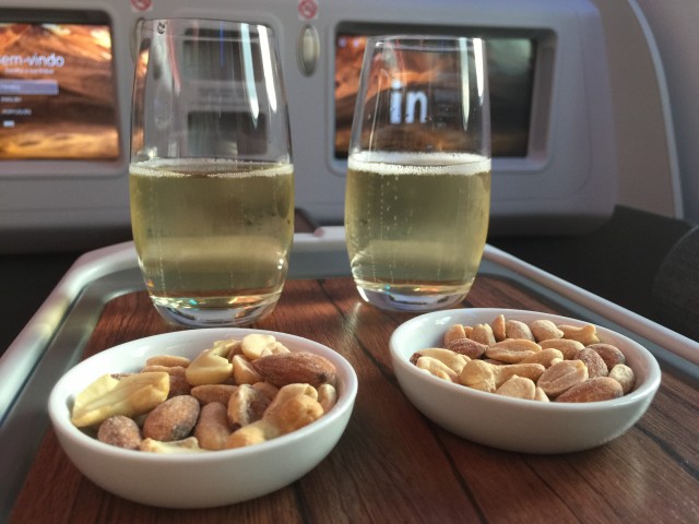 Champagne and warm nuts , a traditional pre departure set up - Photo: Bernie Leighton | AirlineReporter