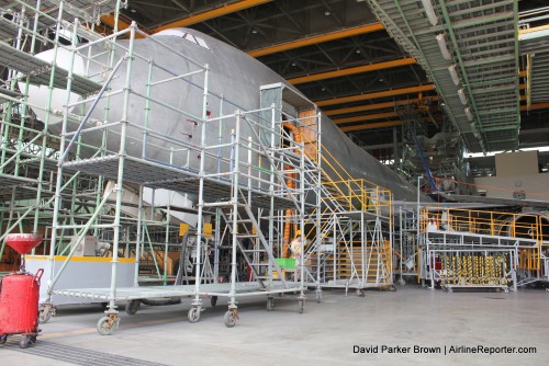 A Boeing 747-400F without paint