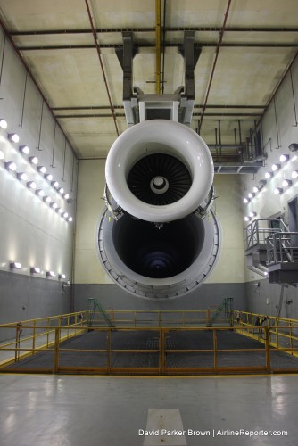 Engine being tested before being put back on the plane