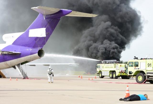 Full scale disaster drill at Kansas City International in full swing. Photo: JL Johnson | AirlineReporter