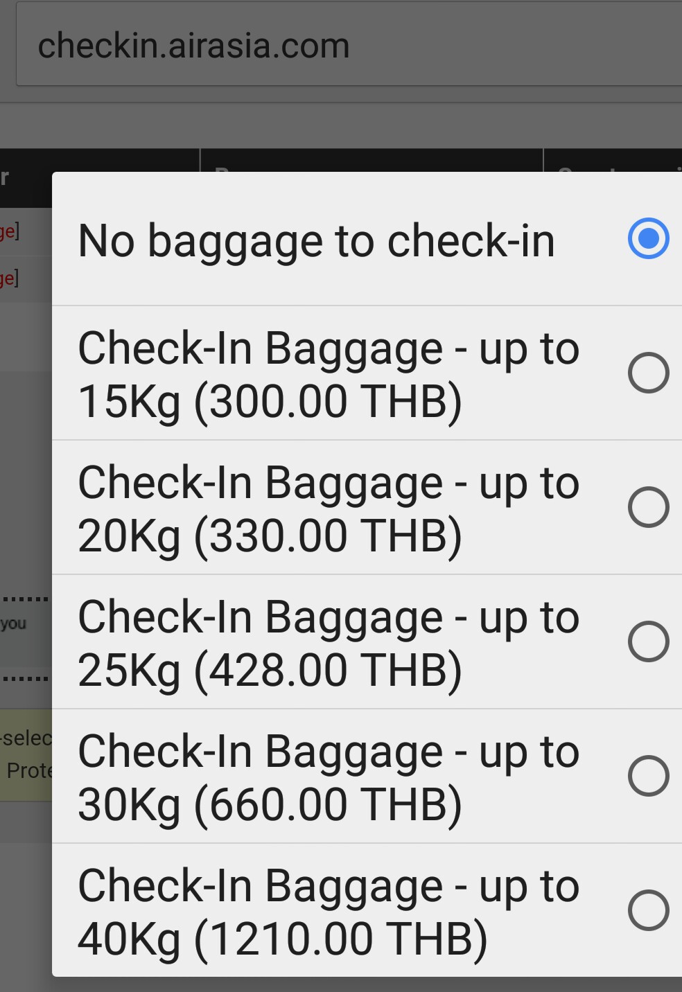Add on baggage airasia