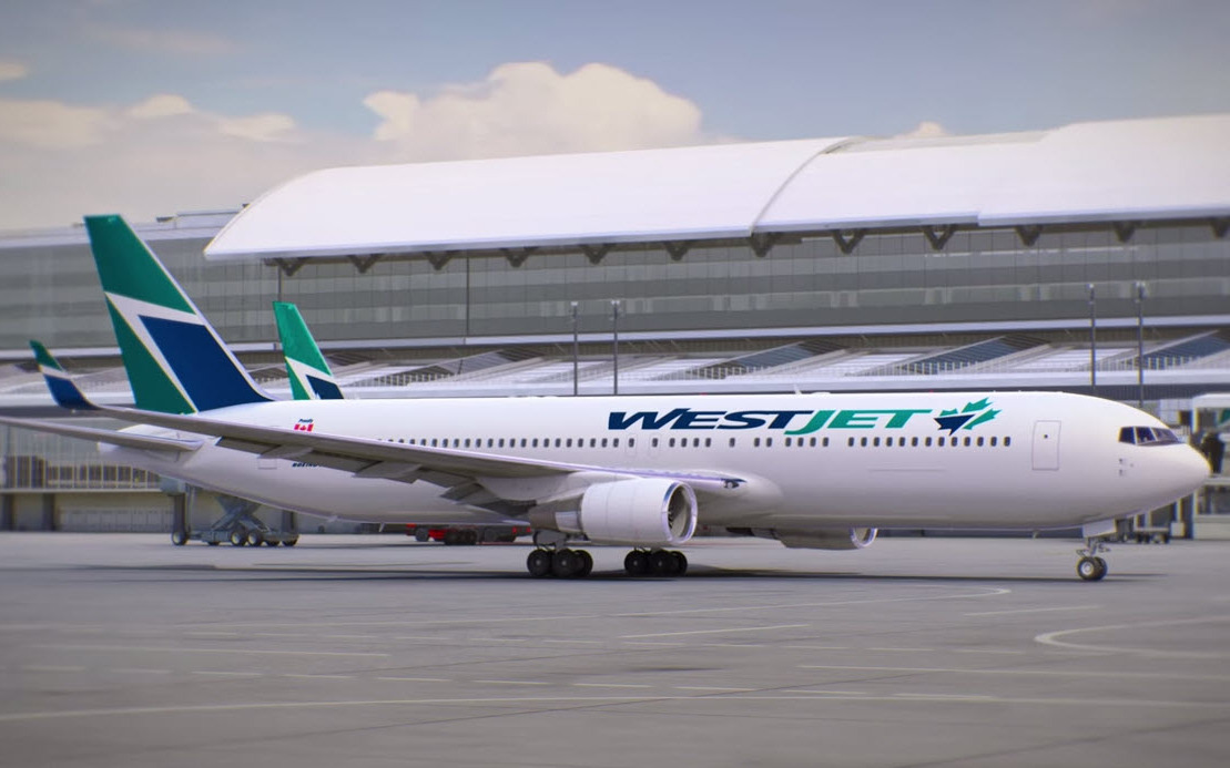 There's something different about the logo on this WestJet 767, isn't there?
