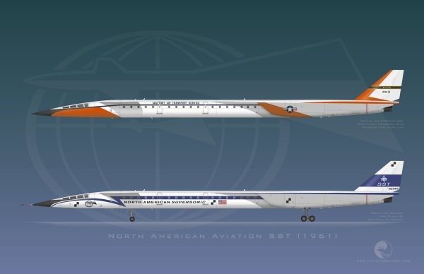 This was a 1961 North American Aviation design exercise for an SST based on the technology as well as components from the XB-70 Valkyrie program.