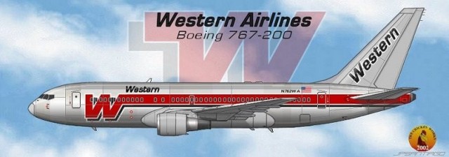 One of my early PSP 7.0 projects, a ’œwhat-if’ subject, a Western Airlines Boeing 767-200 in the ’œBud Lite’ livery. Before their merger with Delta Airlines in 1987, Western had a small number of 767-200s on order.