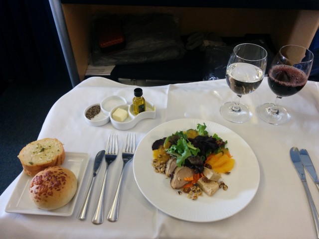 Second course on ANA first class Houston to Tokyo - Photo: David Delagarza | AirlineReporter