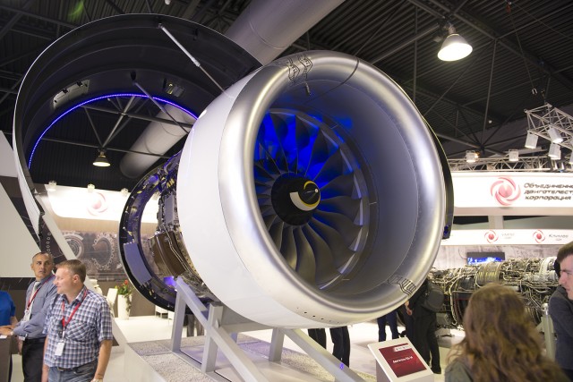 The impressive Aviadvigatel PD-14 engine on display at MAKS 2015. Photo: Kris Hull | AirlineReporter