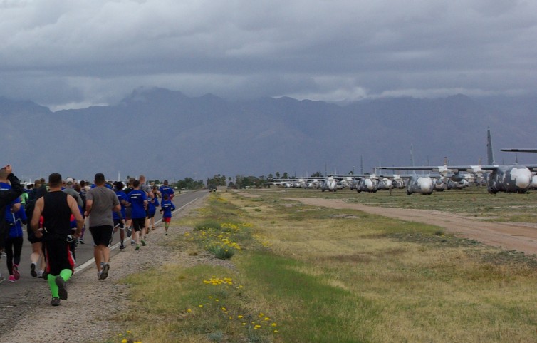 Davis-Monthan Air Force Base runners get extra special scenery: Stored military planes! Photo: 309th AMARG