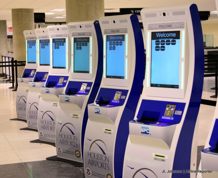Automated Passport Control kiosks in Houston Hobby's new international terminal. - Photo: JL Johnson