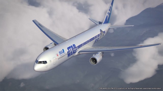 Special Star Wars BB-8 and R2-D2 combo livery on a Boeing 767-300 - Image: ANA