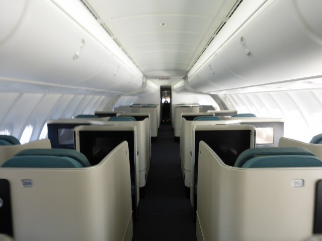 Staggered 2-2 Business Class seating upstairs on the 747-8I - Photo: Colin Cook |AirlineReporter