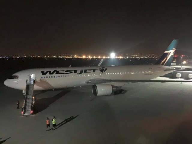 WestJet's first 767 arrives at YYC. Photo: WestJet