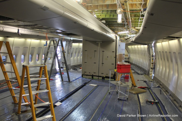 The new ladder section in the nose of the 747