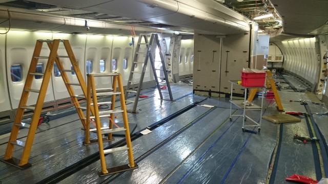 The new ladder section in the nose of the 747 - Photo: Jason Rabinowitz