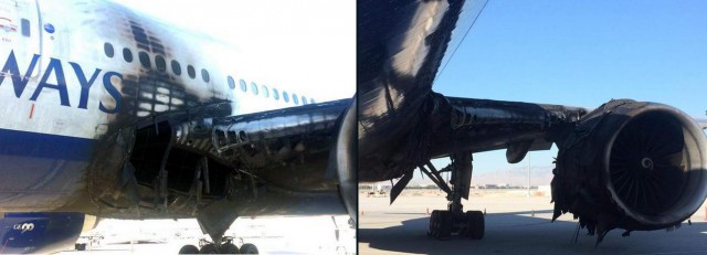 Some of the damage on the British Airways 777-200ER at Vegas - Photo: NYCAviation